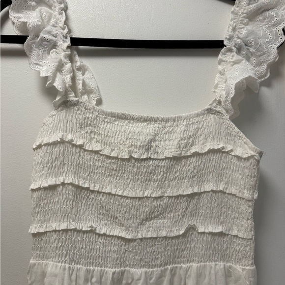 Hello Molly Let Me Fall in Love White Boho Eyelet Ruffle Midi Dress | Small - Picture 3 of 5